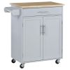 Mobile Kitchen Valet, Gray, Rolling Cart Island with Drawer, Cabinet & Towel Rack