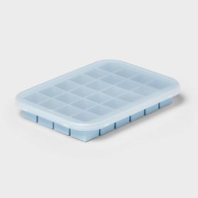 Silicone Ice Cube Tray with Lid Blue