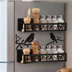 2 Pack Bird Magnetic Spice Rack for Refrigerator Metal Magnet Basket Shelf for Fridge Seasoning Storage Organizers Home Decor Kitchen Accessories