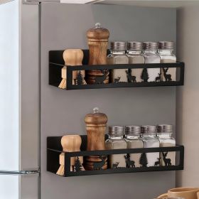 2 Pack Deer Magnetic Spice Rack for Refrigerator Metal Magnet Basket Shelf for Fridge Seasoning Storage Organizers Home Decor Kitchen Accessories
