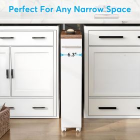 Slim Storage Cart, Rolling Narrow Kitchen Cart on Wheels for Small Place, 4-Tier Slide Out Slim Utility Cart Skinny Laundry Cart with Handle