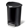 Kitchen Trash Can, 13 Gallon Plastic Step Garbage Bin with Secure Slide Lock Lid, Black