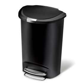 Kitchen Trash Can, 13 Gallon Plastic Step Garbage Bin with Secure Slide Lock Lid, Black