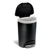 Kitchen Trash Can, 13 Gallon Plastic Step Garbage Bin with Secure Slide Lock Lid, Black