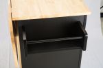 Kitchen Island & Kitchen Cart, Mobile Kitehcn Island with Extensible Rubber Wood Table Top,adjustable Shelf Inside Cabinet for Different Utensils