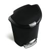 Kitchen Trash Can, 13 Gallon Plastic Step Garbage Bin with Secure Slide Lock Lid, Black