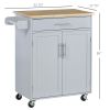 Mobile Kitchen Valet, Gray, Rolling Cart Island with Drawer, Cabinet & Towel Rack