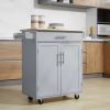 Mobile Kitchen Valet, Gray, Rolling Cart Island with Drawer, Cabinet & Towel Rack